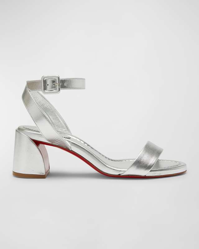 Miss Sabina Metallic Red Sole Ankle-Strap Sandals